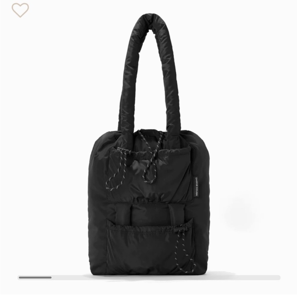 Dagne Dover Kal Puff Drawstring Tote Shoulder Bag Travel in Onyx Travel Gym Chic